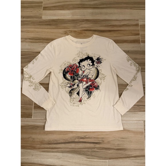 Fleischer Studios Tops - Betty Boop Fleischer Studios Long Sleeve Graphic Tee Shirt Small Cutie Rose